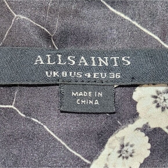 ALL SAINTS Dress, 4, Long, Floral, Sleeveless, V-neck, Karian, Hope, Silk Blend - Picture 13 of 15